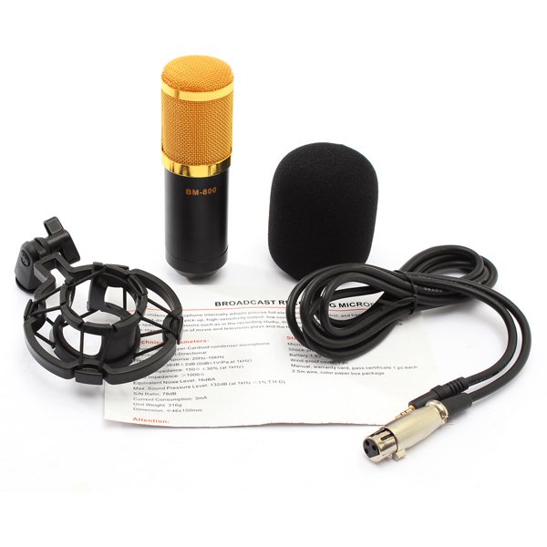 BM800 Recording Dynamic Condenser Microphone with Shock Mount 57